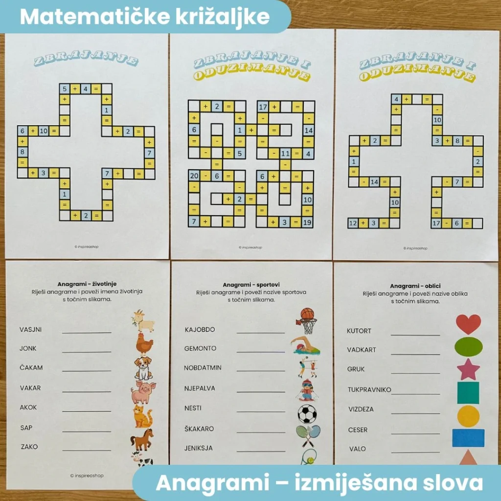 hrvatska pisana slova, križaljke, zagonetke, anagrami
