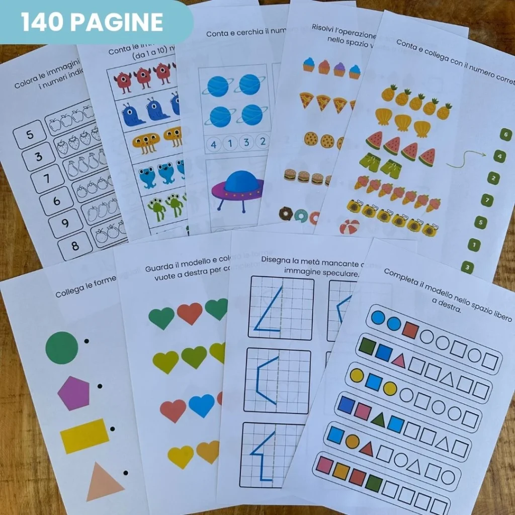 Attività matematiche divertenti: logica, conteggio, sequenze (PDF–140 pagine)