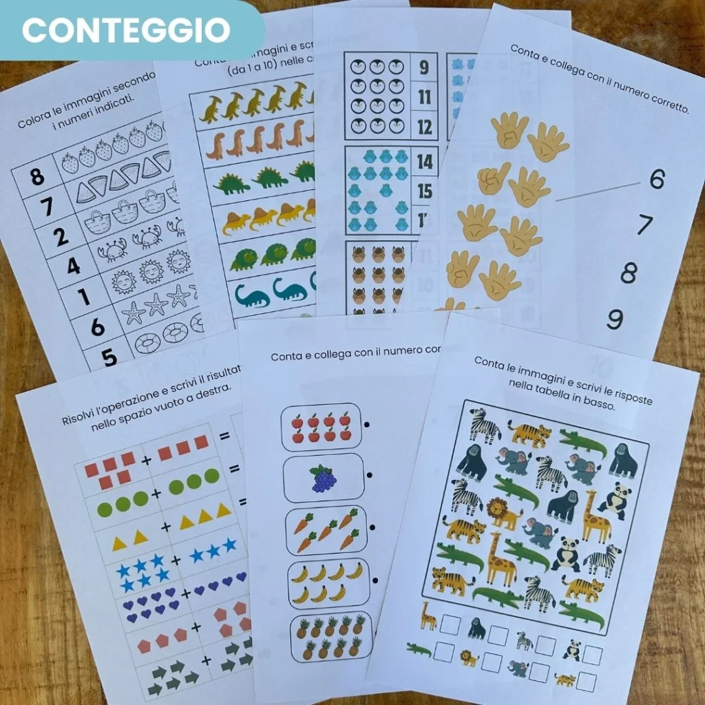 Attività matematiche divertenti: logica, conteggio, sequenze (PDF–140 pagine)