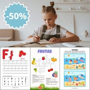 Pack de actividades infantiles: abecedario español, crucigramas, adivinanzas, busca las diferencias y une los puntos (PDF–117 páginas)