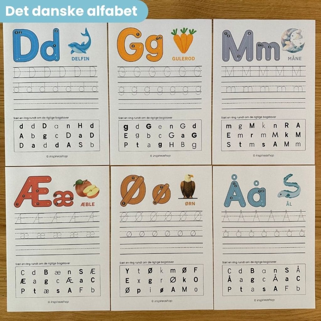 Dansk alfabet krydsord og opgaver for børn