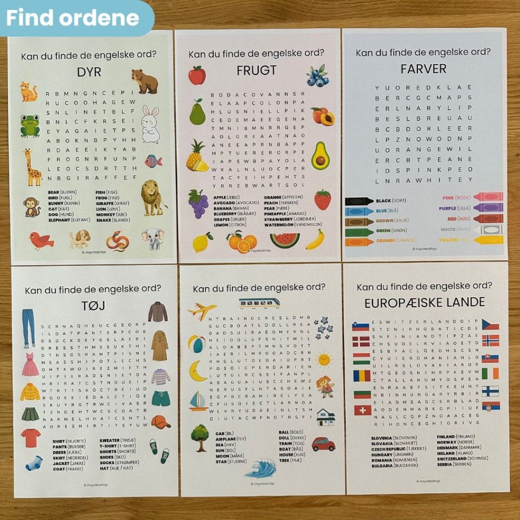Dansk alfabet krydsord og opgaver for børn