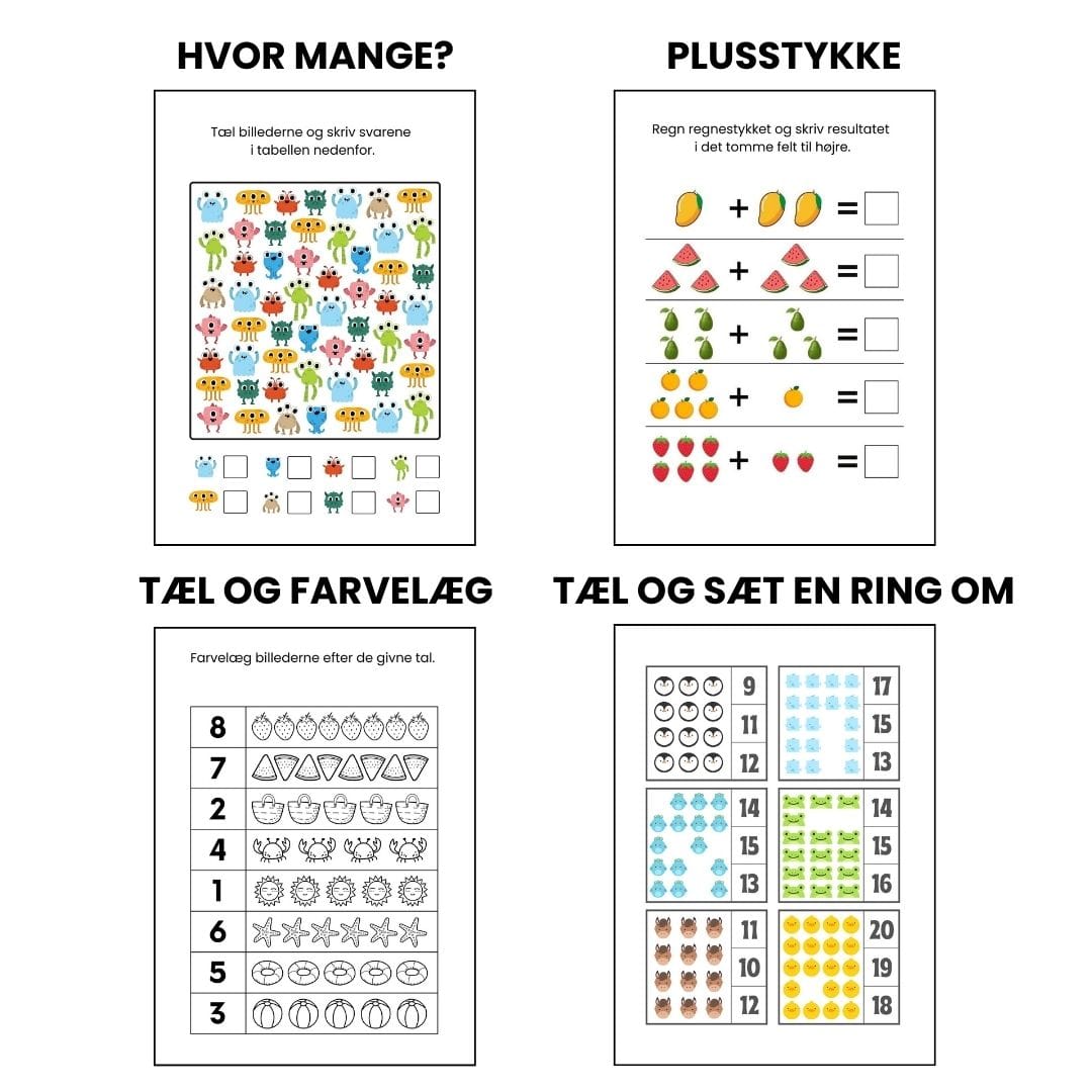 Opgaver til logisk tænkning, tælling og mønstergenkendelse for børn