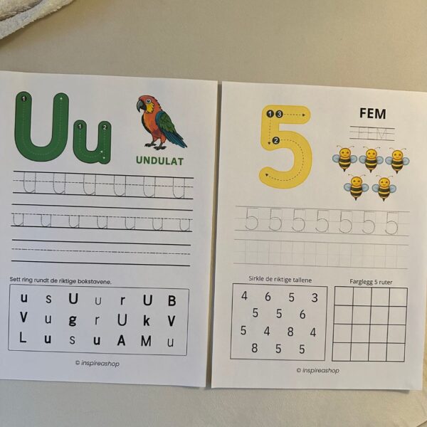 Montessori Megapakke: norsk alfabet, tall, matematikk, mønstre og fargeleggingsark