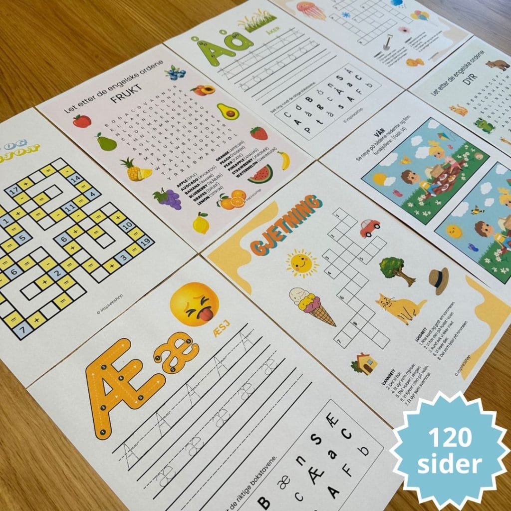 norsk alfabet kryssord oppgaver