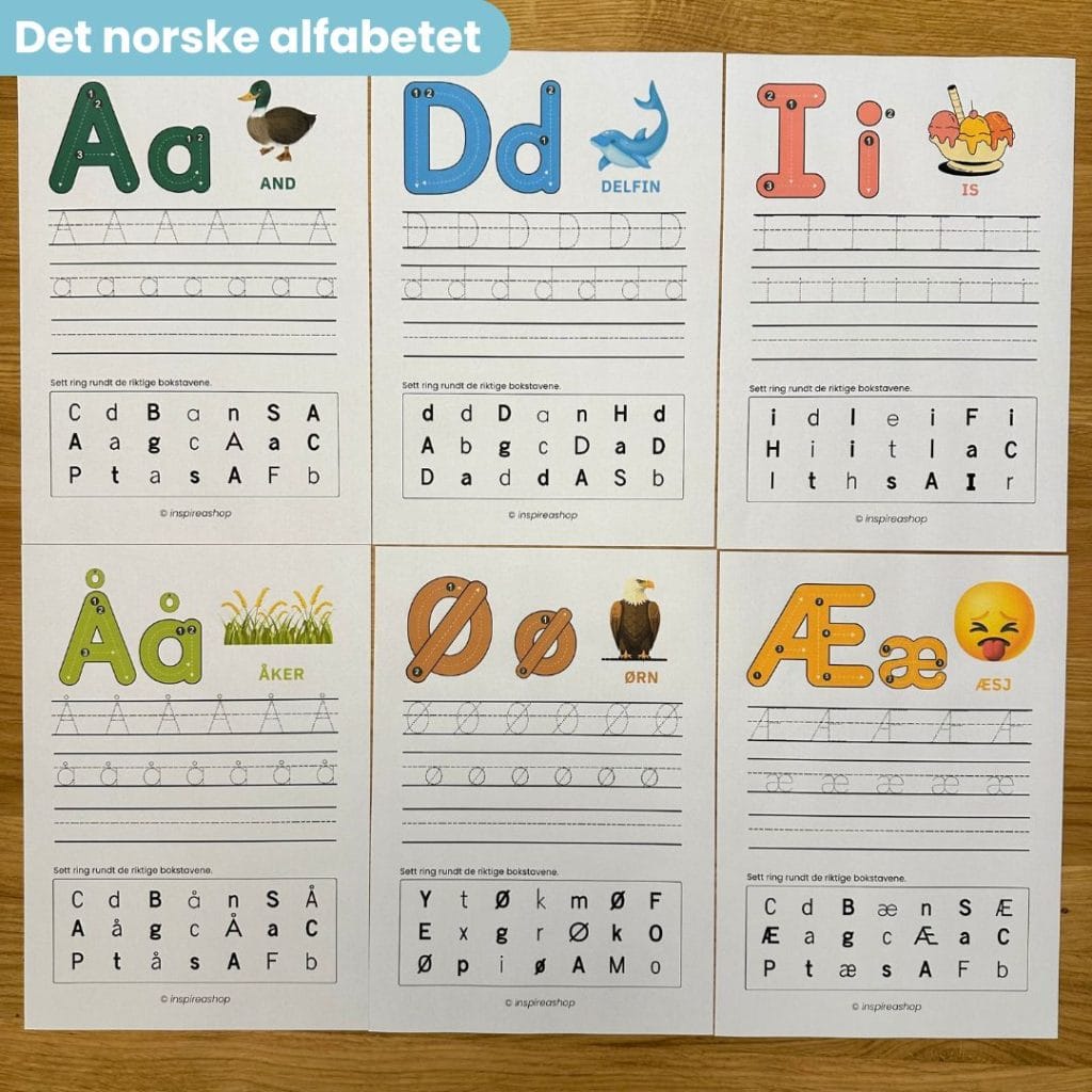 norsk alfabet kryssord oppgaver
