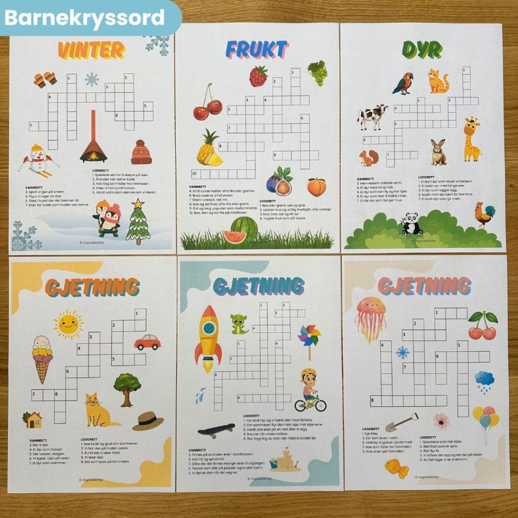 norsk alfabet kryssord oppgaver