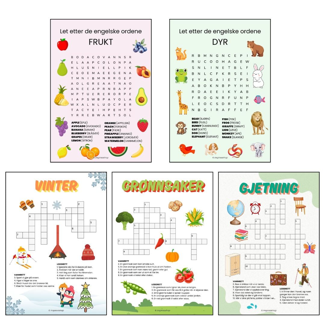 norsk alfabet kryssord oppgaver