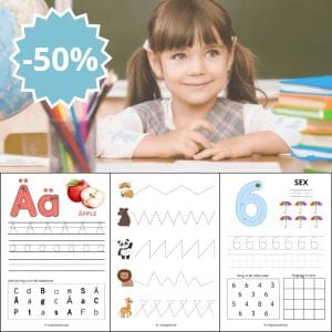 Montessori Megapaket: svenska alfabetet, siffror, matematik, mönster och målarbilder