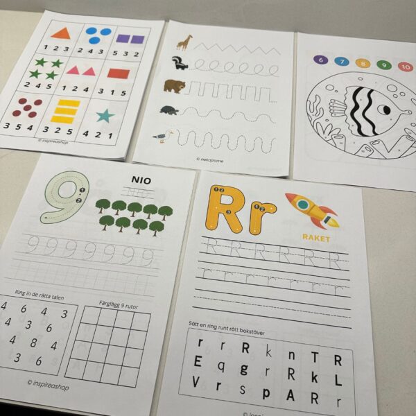 Montessori Megapaket: svenska alfabetet, siffror, matematik, mönster och målarbilder (PDF)