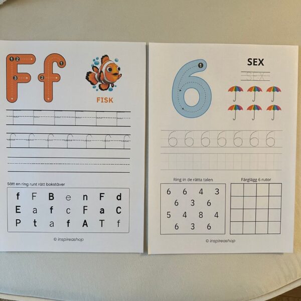 Montessori Megapaket: svenska alfabetet, siffror, matematik, mönster och målarbilder (PDF)