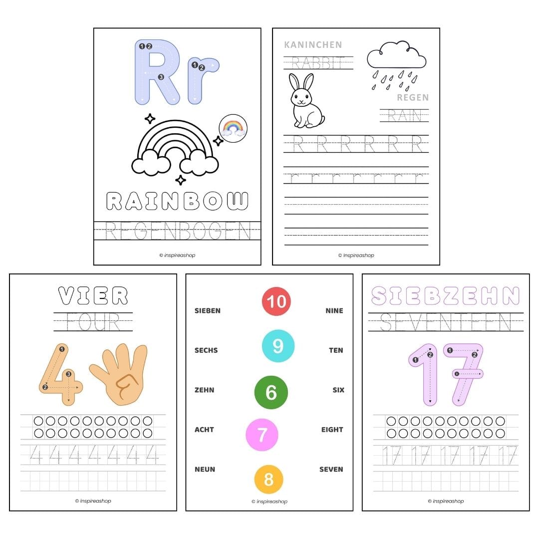 Englisch für die Kleinsten – englisch-deutsche Übungen: Alphabet, Zahlen, Farben, Formen, Tiere, Obst, Verben (PDF 170 Seiten) – Bild 2
