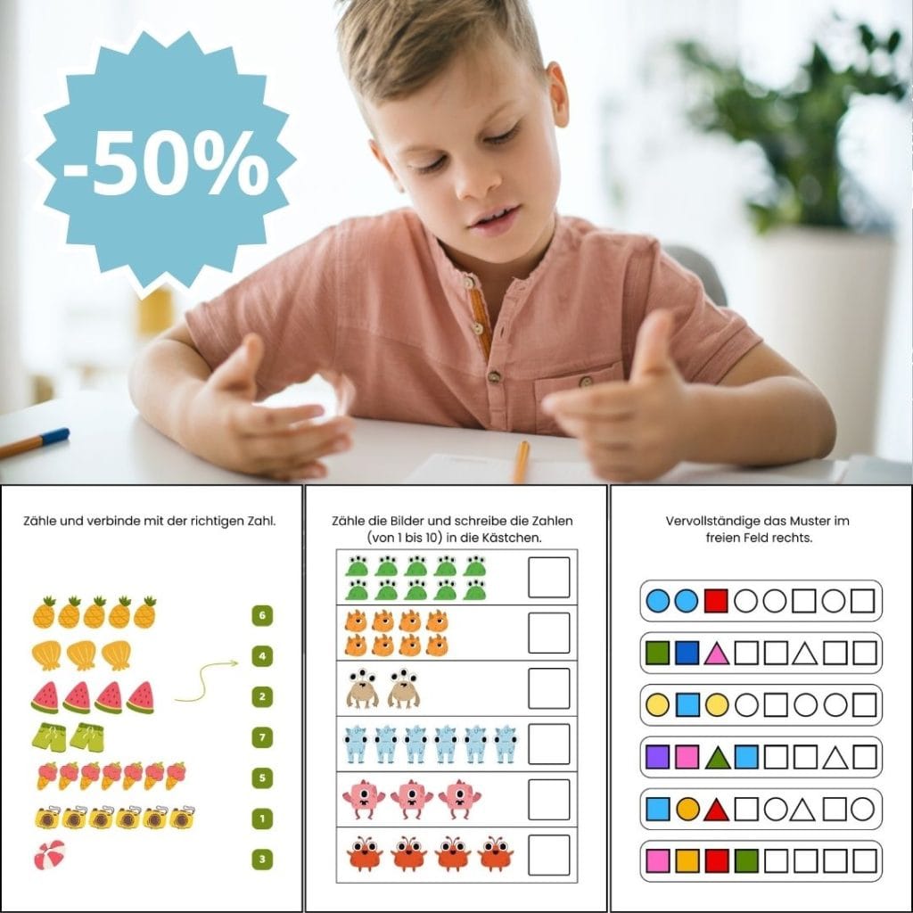 Großes Mathematikpaket: Aufgaben für logisches Denken, Zählen und Mustererkennung (PDF–140 Seiten)