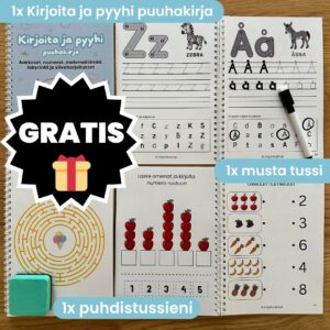 [ 🎁 ] Kirjoita ja pyyhi puuhakirja - aakkoset, numerot, matematiikkaa, labyrintteja ja kuvioita