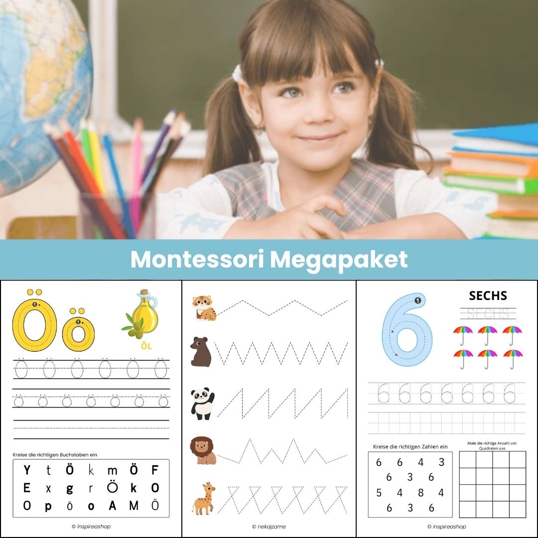 2-in-1: Montessori-Paket + Englisch für die Kleinsten (PDF mit 200 + 170 Seiten)