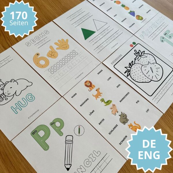2-in-1: Montessori-Paket + Englisch für die Kleinsten (PDF mit 200 + 170 Seiten)