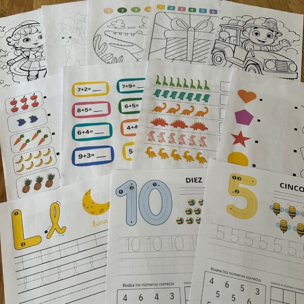 Montessori Mega Pack: abecedario español, números, matemáticas, patrones y dibujos para colorear
