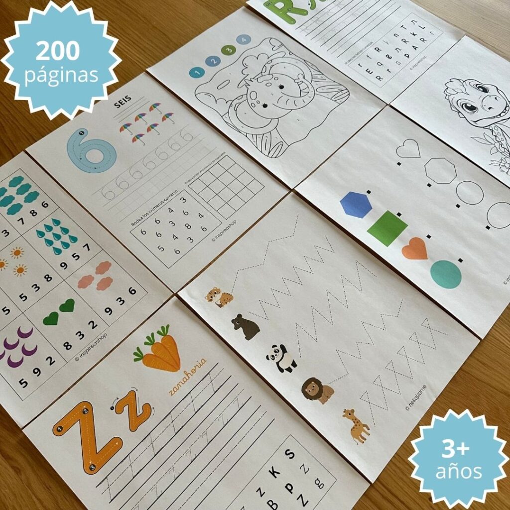 Montessori Mega Pack: abecedario español, números, matemáticas, patrones y dibujos para colorear