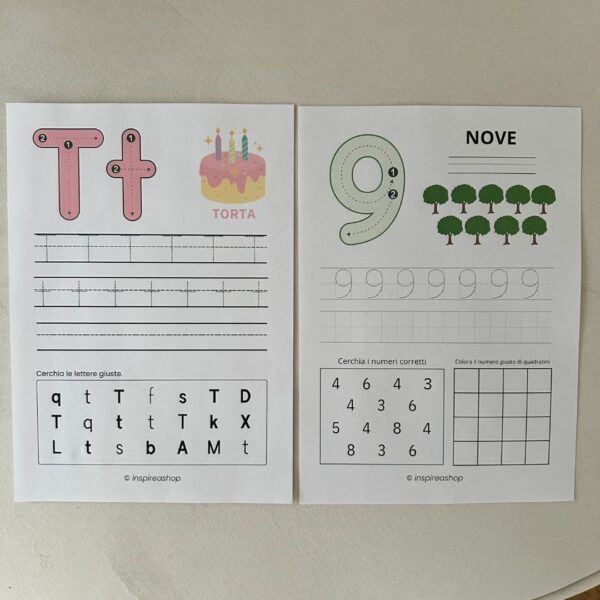 Pacchetto Mega Montessori: alfabeto italiano, numeri, matematica, tracciati e disegni da colorare