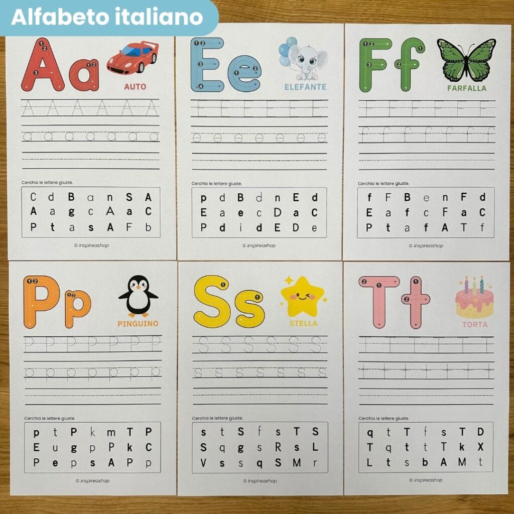 Pacchetto Mega Montessori: alfabeto italiano, numeri, matematica, tracciati e disegni da colorare (PDF)
