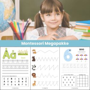 2 i 1: Montessori-pakke + engelsk for de yngste (PDF 200 + 170 sider)
