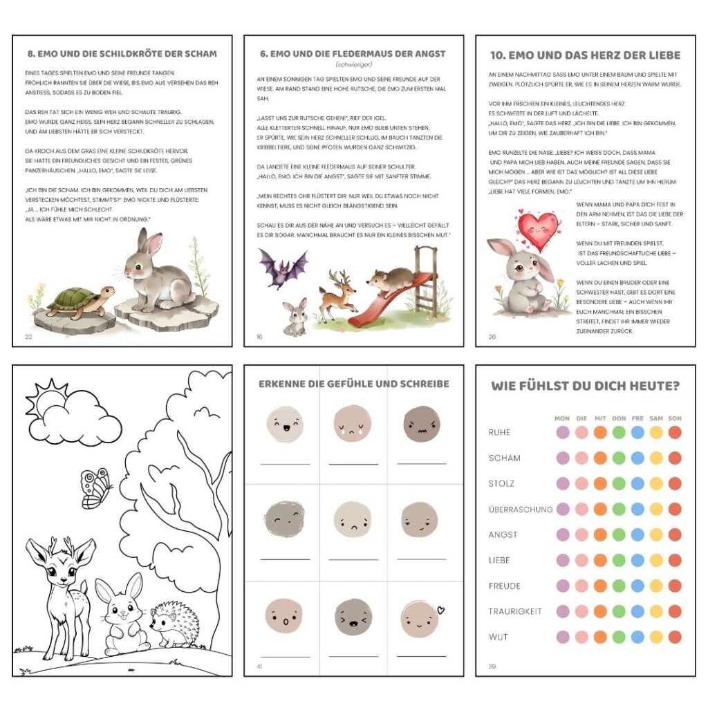 HÄSCHEN EMO ENTDECKT SEINE GEFÜHLE – kleines Gefühlslexikon für Kinder (13 Geschichten + Aufgaben – PDF)