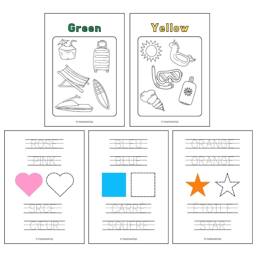 Anglais pour les tout-petits – exercices anglais–français : alphabet, nombres, couleurs, formes, animaux, fruits, verbes (PDF 170 pages)