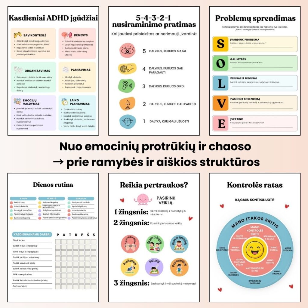 ADHD ramybės, dėmesio ir rutinų sistema