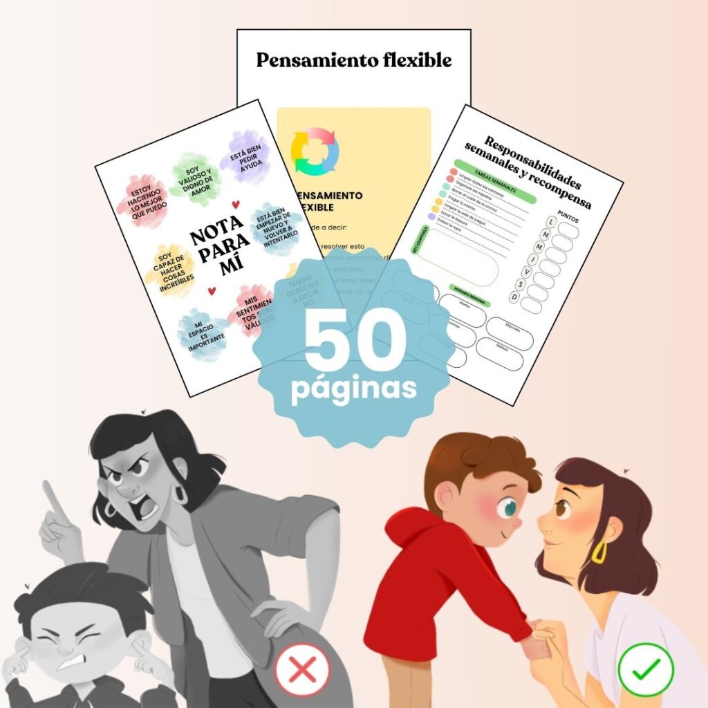 Un práctico sistema en PDF de 50 páginas diseñado para ayudar a los niños a gestionar emociones intensas, frustraciones diarias, rutinas y momentos de desbordamiento emocional